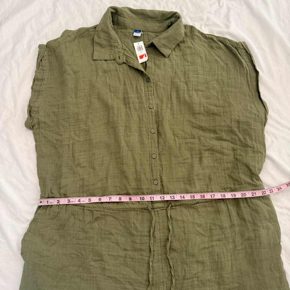 Old Navy Womens 2X  Green Cotton Gauze Drawstring Romper Coastal Lightweight - Picture 4 of 7